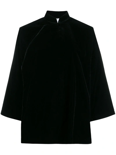 Comme Des Garçons Comme Des Garçons Mandarin Collar Velvet Jacket In Black