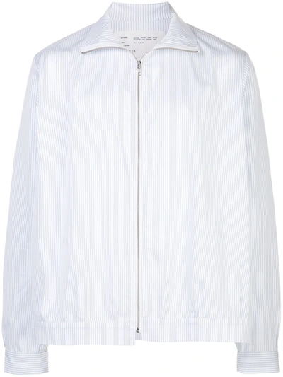 Camiel Fortgens Striped Zip-up Jacket In White