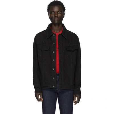 Fendi Ff Embroidered Denim Jacket In Black