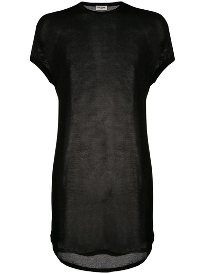 Saint Laurent Sheer Cotton T-shirt In Black