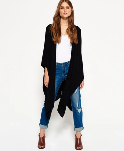 Superdry Colby Wrap Cape In Black