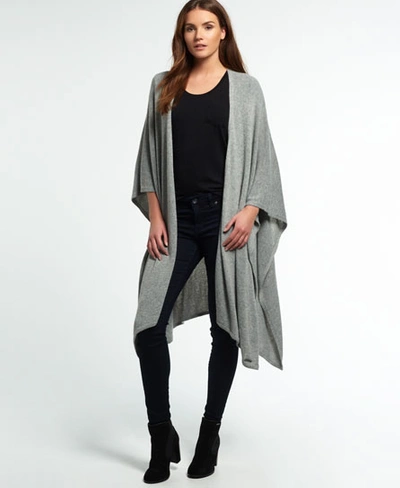Superdry Colby Wrap Cape In Light Grey
