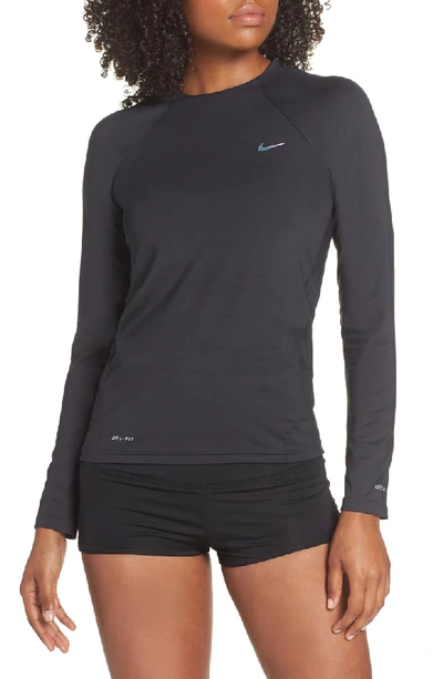 Nike Essential Dri-fit Long Sleeve Hydroguard Top In Black