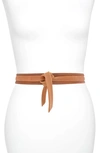 Ada Skinny Leather Wrap Belt In Brown