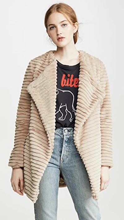 Bb Dakota Simonetta Ribbed Fur Jacket In Tan