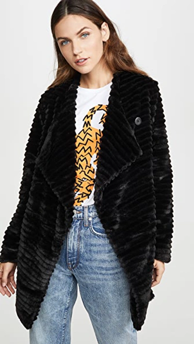 Bb Dakota Simonetta Ribbed Fur Jacket In Black