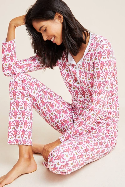 Roller Rabbit Lochie The Roo Print Pajama Set In Pink