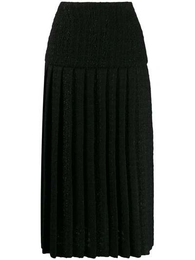 Alexandre Vauthier Tweed-style Pleated Skirt In Black