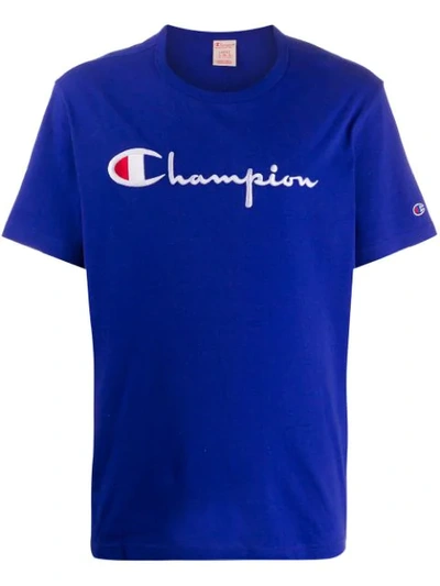 Champion Embroidered-logo Basic Tee In Blue