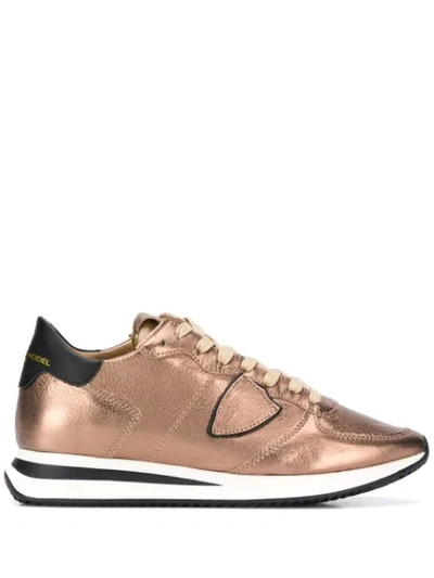 Philippe Model Bronze Leather Sneakers In Neutrals