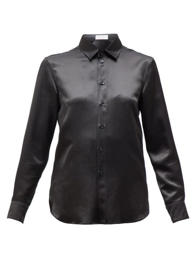 Saint Laurent Buttoned Silk-satin Shirt In Black