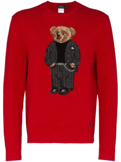 Polo Ralph Lauren Teddy-bear-intarsia Jumper In Red | ModeSens