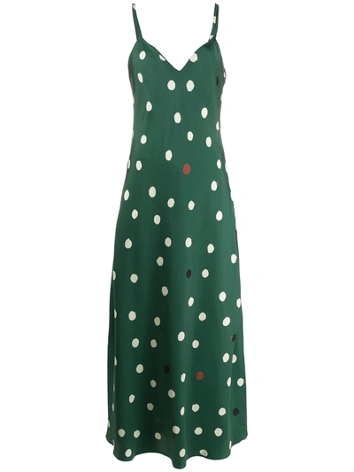 Chinti & Parker Polka Dot Dress In Green