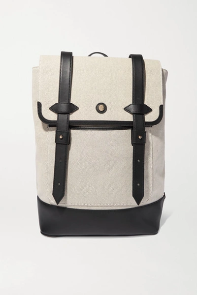 Paravel Upland Leather-trimmed Canvas Backpack In Black
