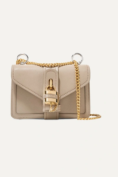 Chloé Aby Chain Mini Textured And Smooth Leather Shoulder Bag In Neutrals