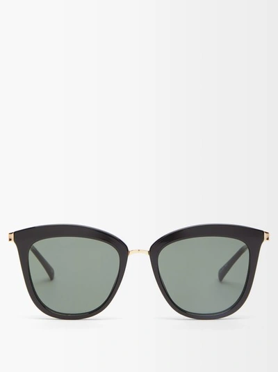 Le Specs Caliente Cat-eye Acetate And Gold-tone Sunglasses In Black