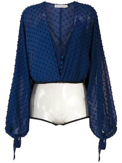 Martha Medeiros Bruna Textured Bodysuit In Blue