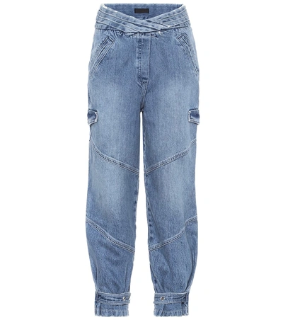 Rta Dallas Cropped High-rise Tapered Jeans In Blau