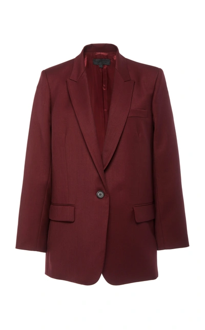 Nili Lotan Diane Wool-blend Twill Blazer In Burgundy