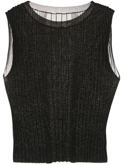Dion Lee Opacity Cropped Ribbed-knit Tank In Black