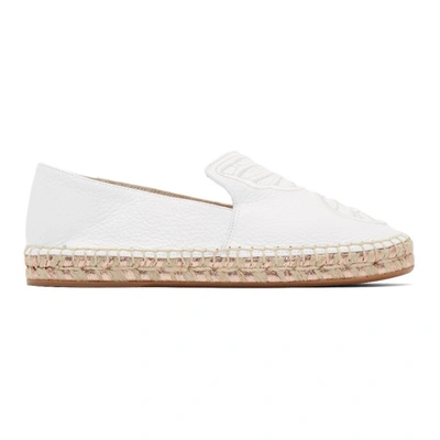 Sophia Webster Butterfly Embroidered Textured-leather Espadrilles In White