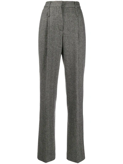 Pre-owned Moschino 1990s Tailored Herringbone Trousers In Grey