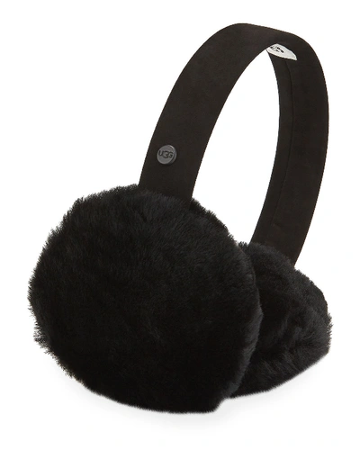 Ugg Suede Bluetooth Earmuffs W/ Shearling Trim In Black