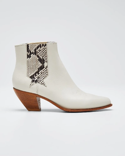 Golden Goose Sunset Snake-print Leather Booties In White Pattern