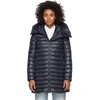 Moncler Flammette Hooded Quilted Shell Coat In Navy