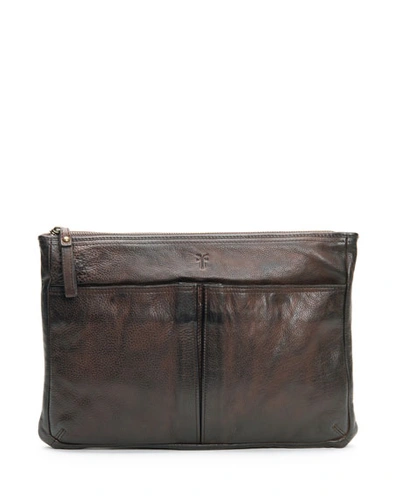 Frye Men's Murray Leather Portfolio Case In Dark Brown