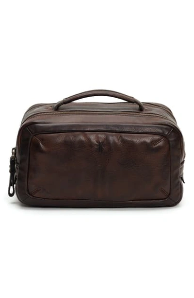 Frye Men's Murray Leather Travel Toiletry Case In Dark Brown