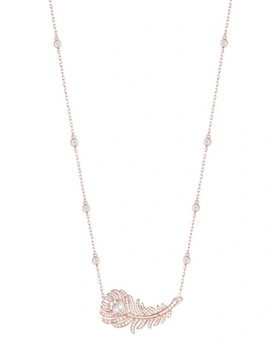 Boucheron Rose Gold Diamond Plume De Paon Necklace In Pink
