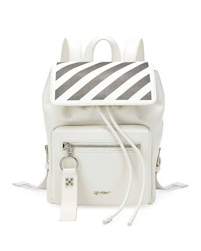 Off-white Diagonal Binder Leather Backpack In White/black