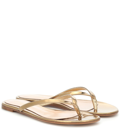 Gianvito Rossi Calypso Leather Thong Sandals In Gold