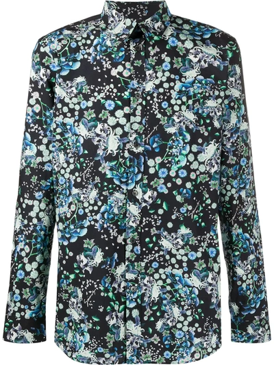 Givenchy Floral-print Regular-fit Cotton-poplin Shirt In Black