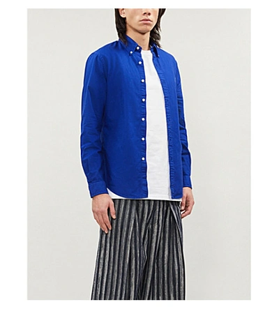 Polo Ralph Lauren Logo-embroidered Cotton-poplin Shirt In Blue