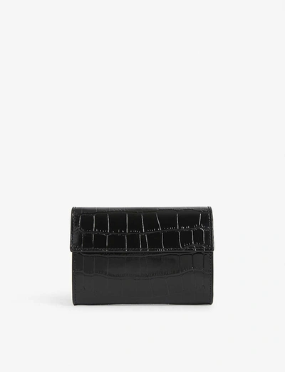 Maje Croc-embossed Leather Wallet In Black