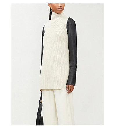 Theory Ribbed Knit Wool And Cashmere-blend Vest In Ivory