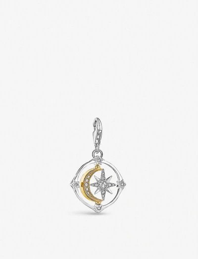Thomas Sabo Women's Multicoloured Compass Sterling-silver, 18ct Yellow-gold And Zirconia Charm