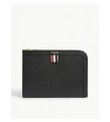 Thom Browne Tricolour Tab Grained Leather Folio In Black