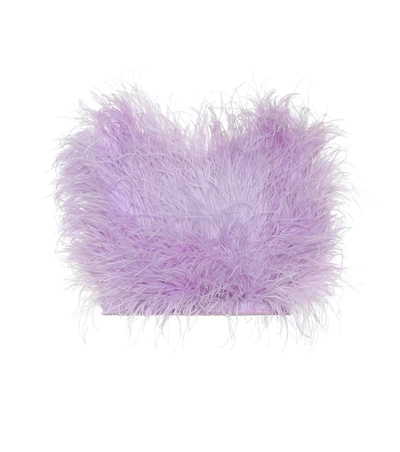 Attico Elsa Embellished Feather Bustier In Purple