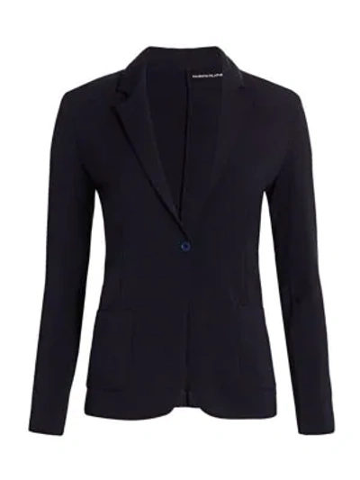 Majestic Single Button Knit Blazer In Marineanthracite