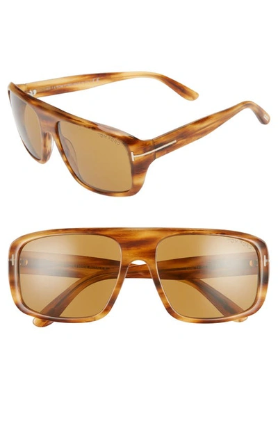 Tom Ford Duke 59mm Square Sunglasses In Havana/ Other/ Brown