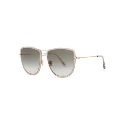 Tom Ford Tina Gold-tone Oversized Sunglasses