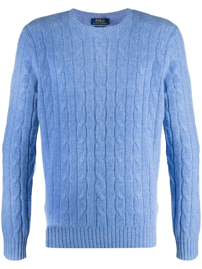 Polo Ralph Lauren Cable-knit Cashmere Sweater In Soft Royal Blue Heather