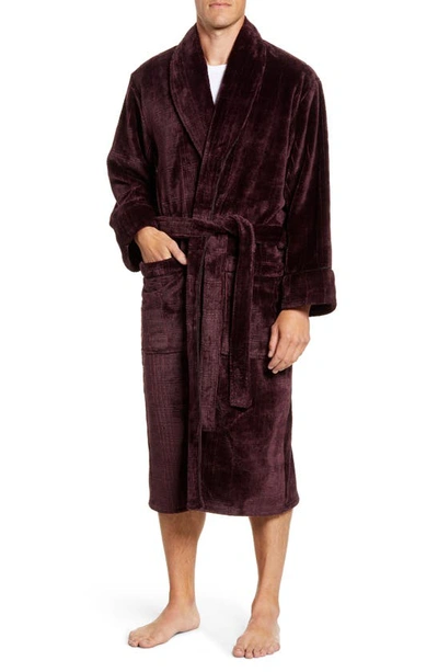 Daniel Buchler Plaid Jacquard Lounge Robe In Wine