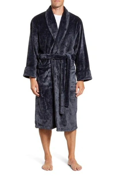 Daniel Buchler Plaid Jacquard Lounge Robe In Black