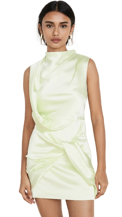 Acler Jasper Draped Satin Mini Dress In Mint