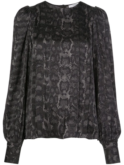 Anine Bing Snake-print Silk-blend Cady Blouse In Grey