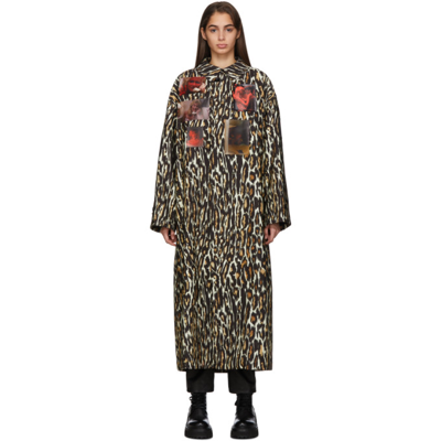 Raf Simons Animalier Leopard-print Technical Coat In Brown